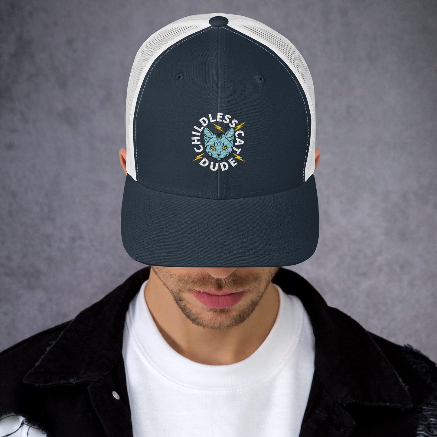 Childless Cat Dude Trucker Cap